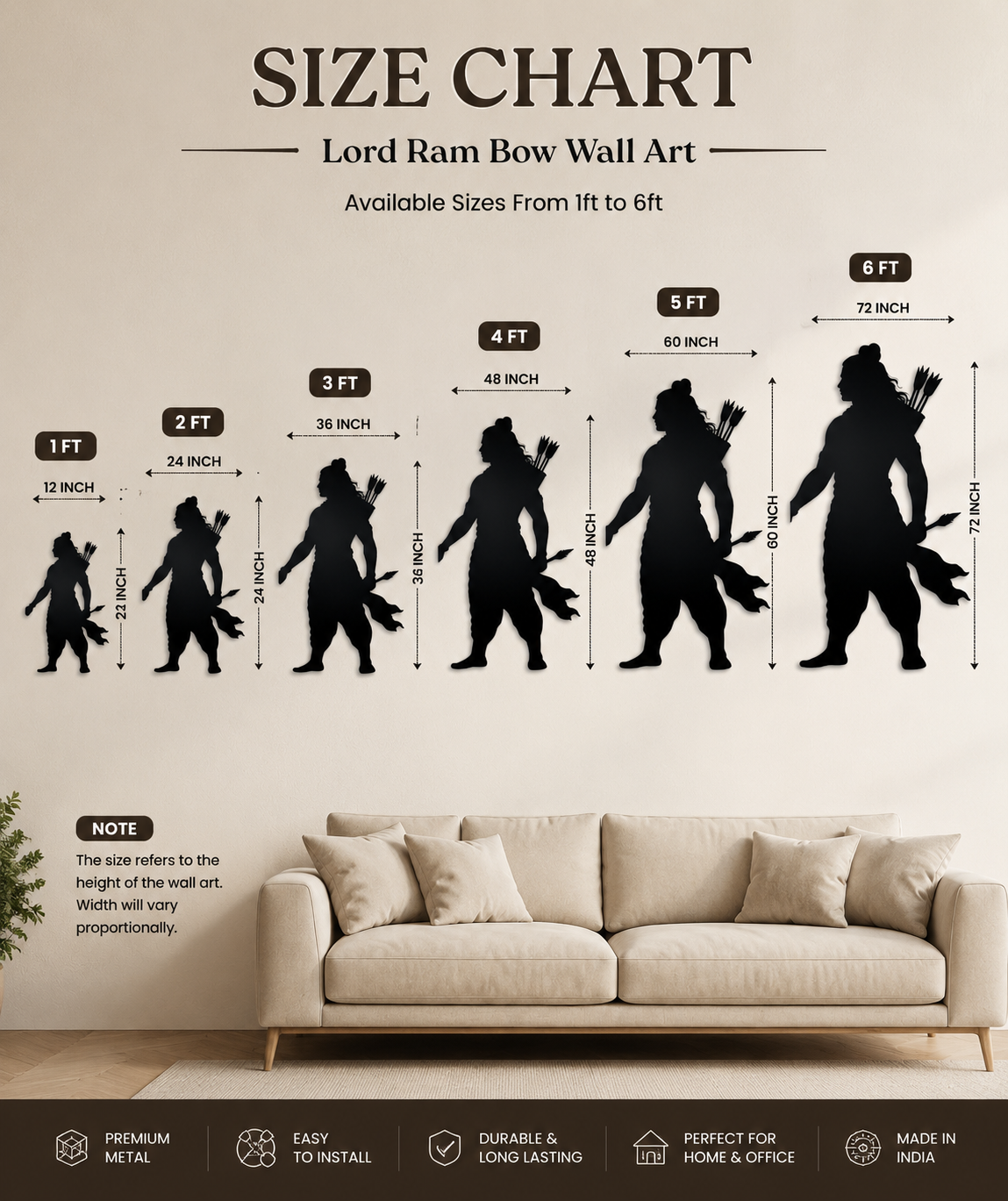 Premium Lord Ram Bow Wall Art – Modern Spiritual Metal Decor