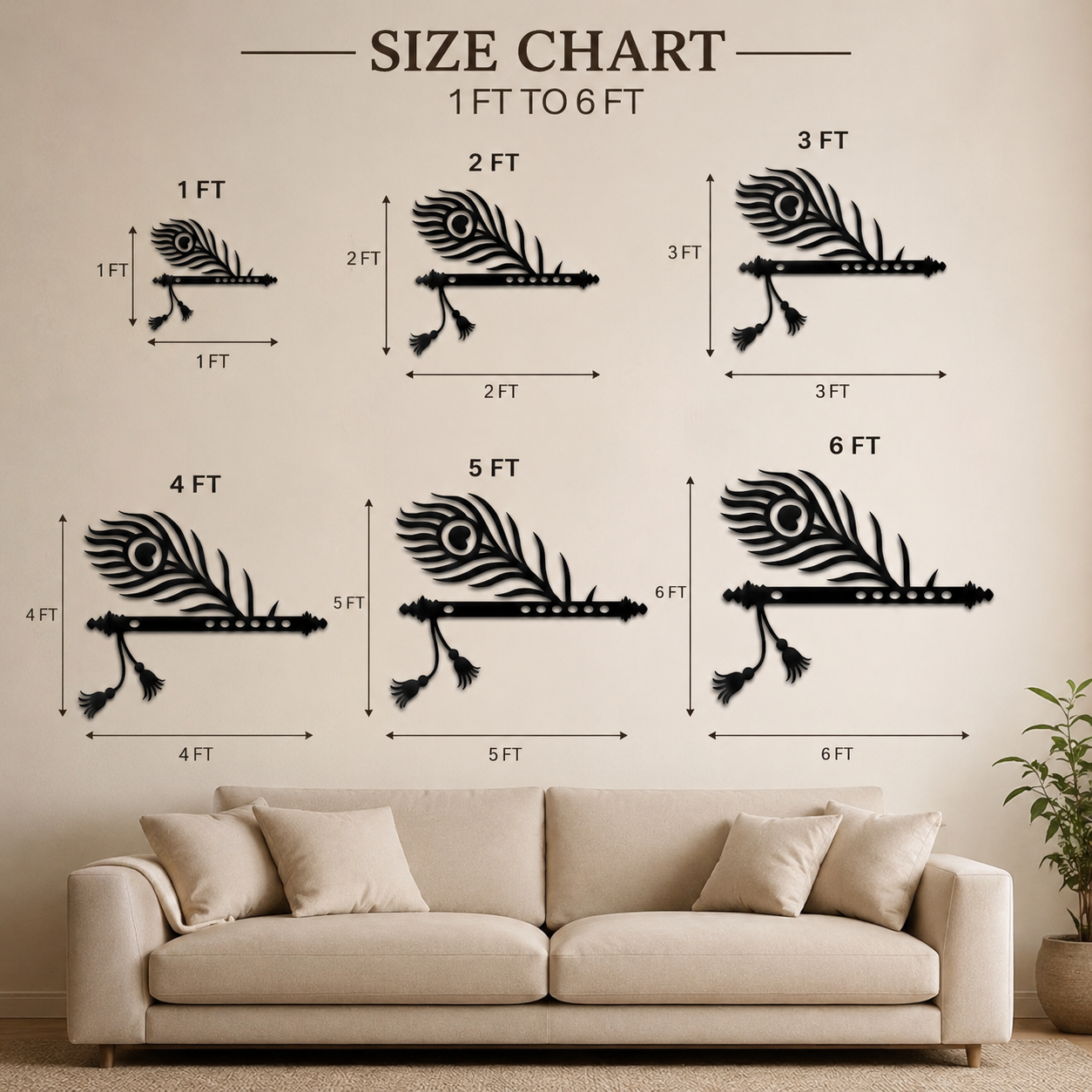 Divine Krishna Flute & Mor Pankh Wall Art