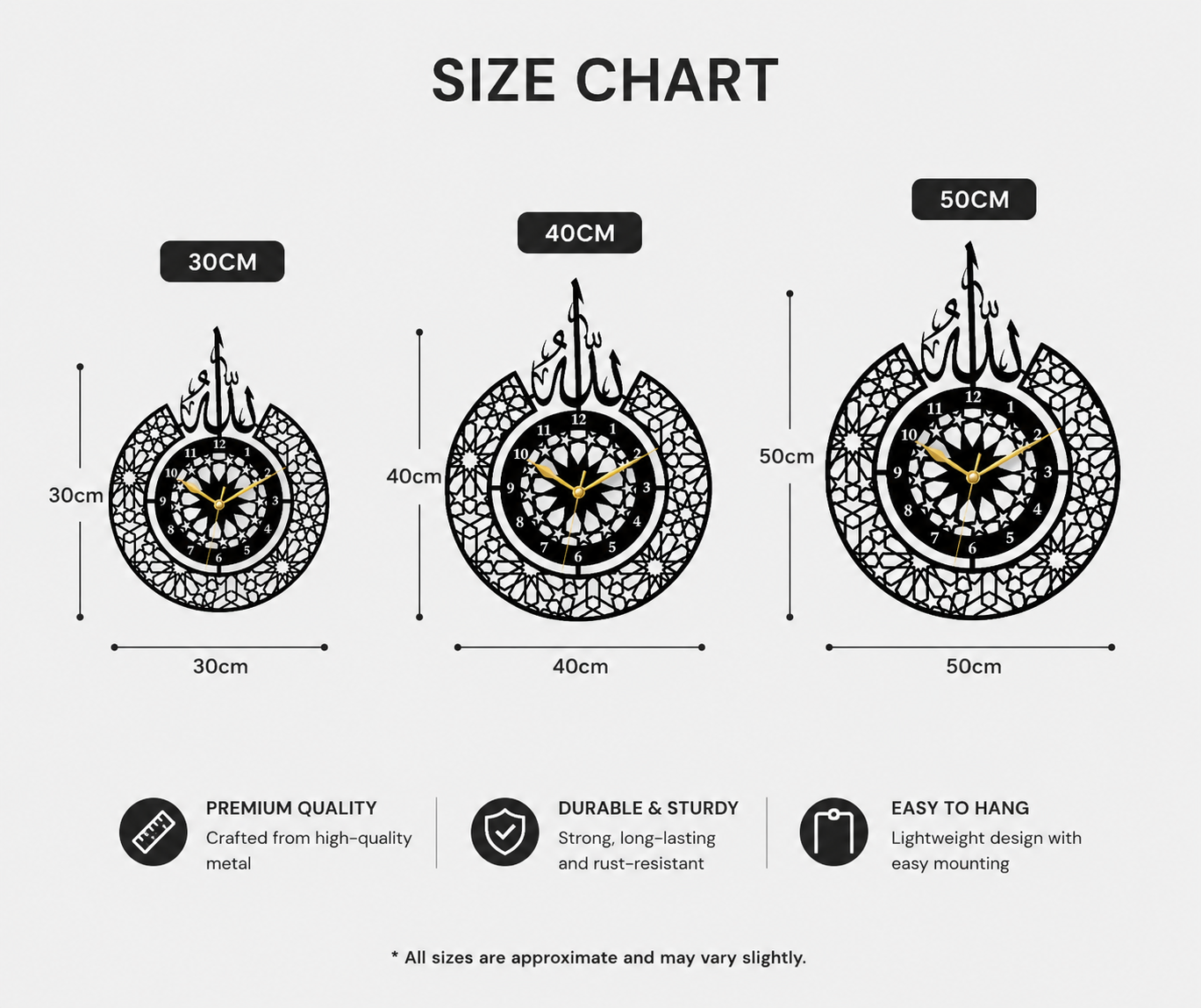 Allahu Arabic Wall Clock