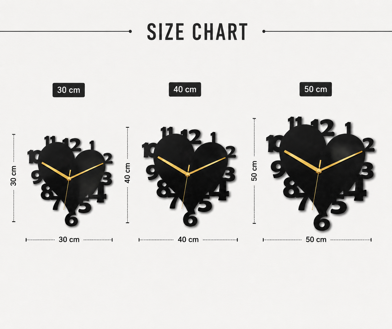 Heart Elegance Metal Wall Clock
