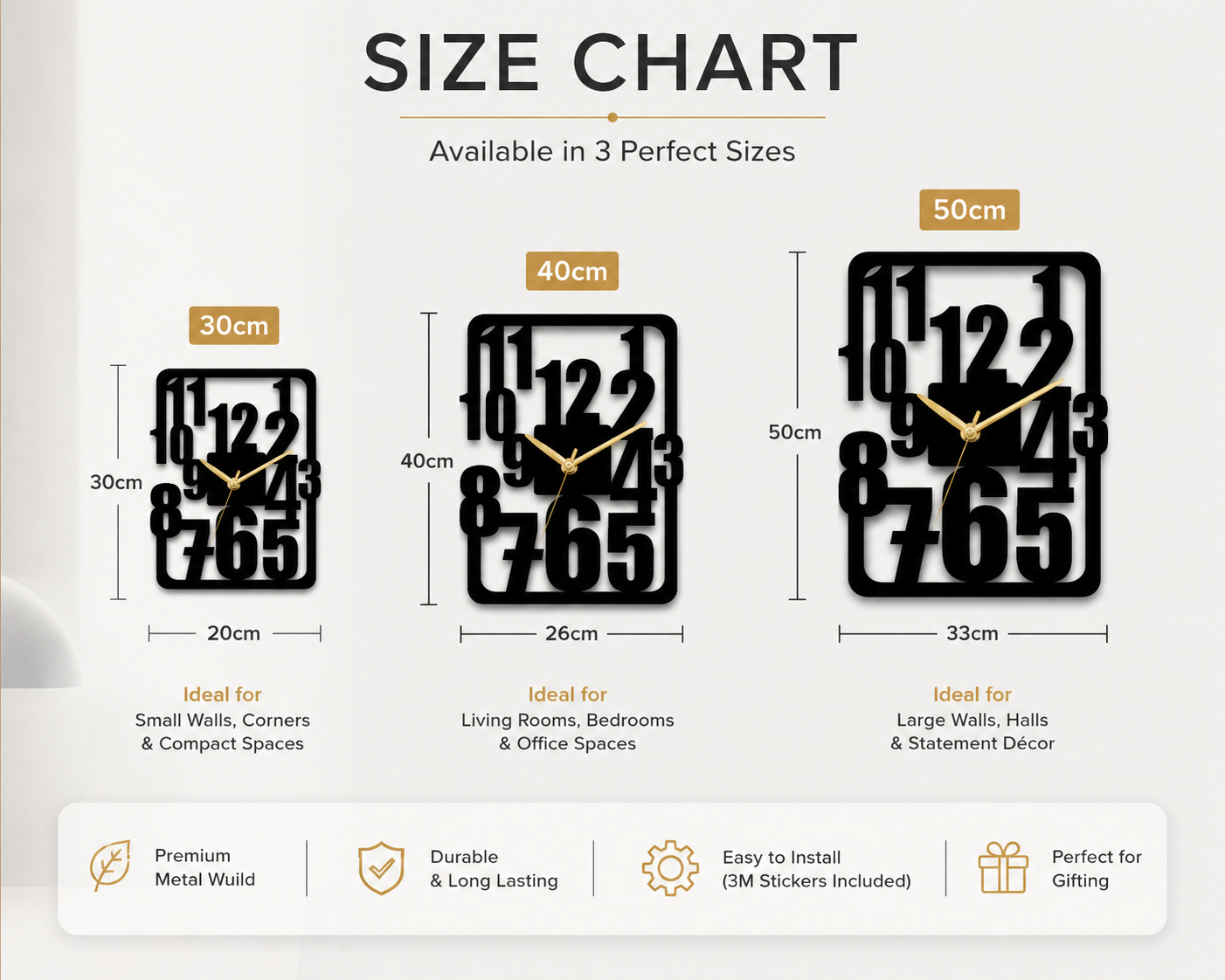 Modern Numeric Frame Wall Clock