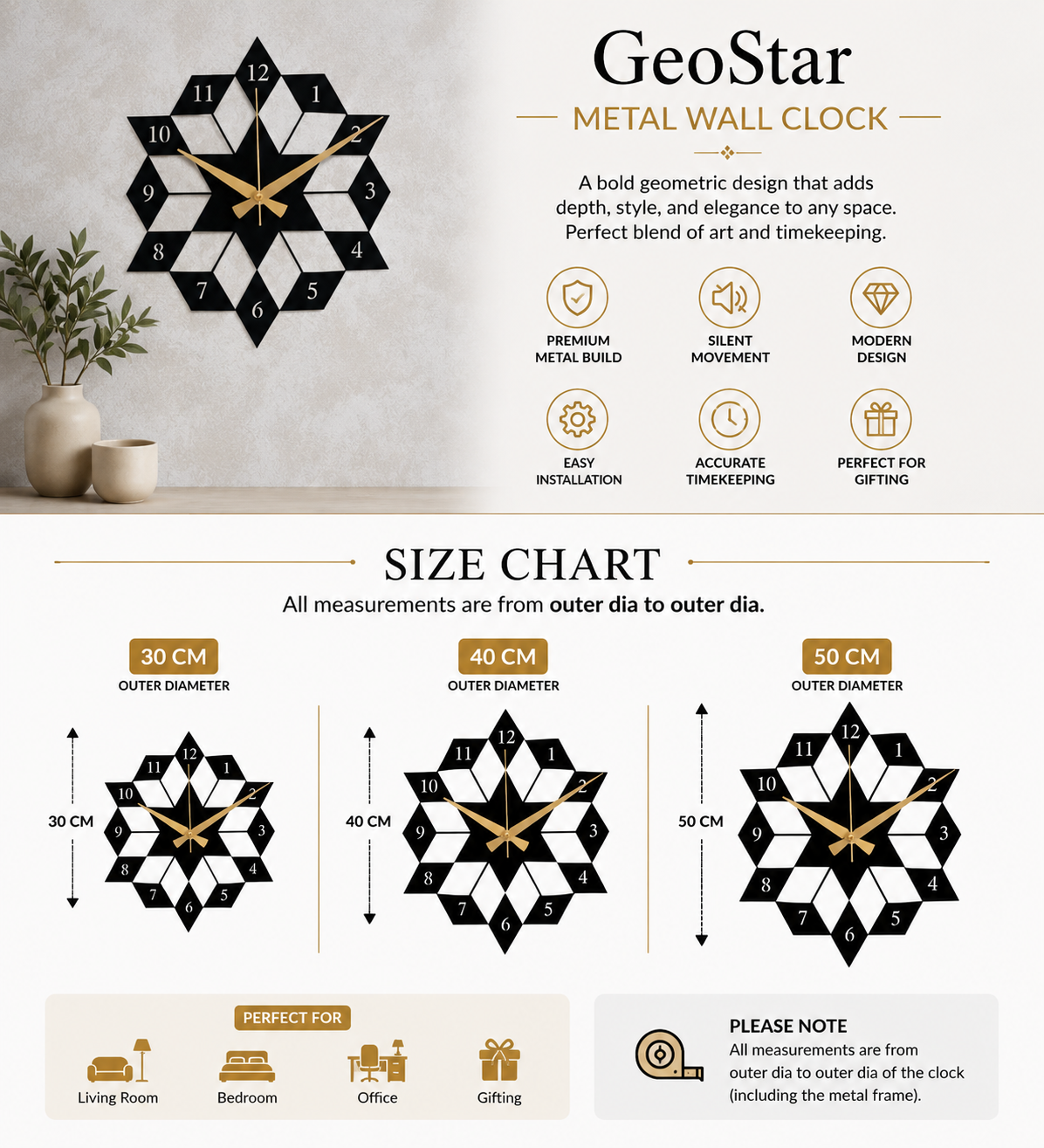 GeoStar Metal Wall Clock
