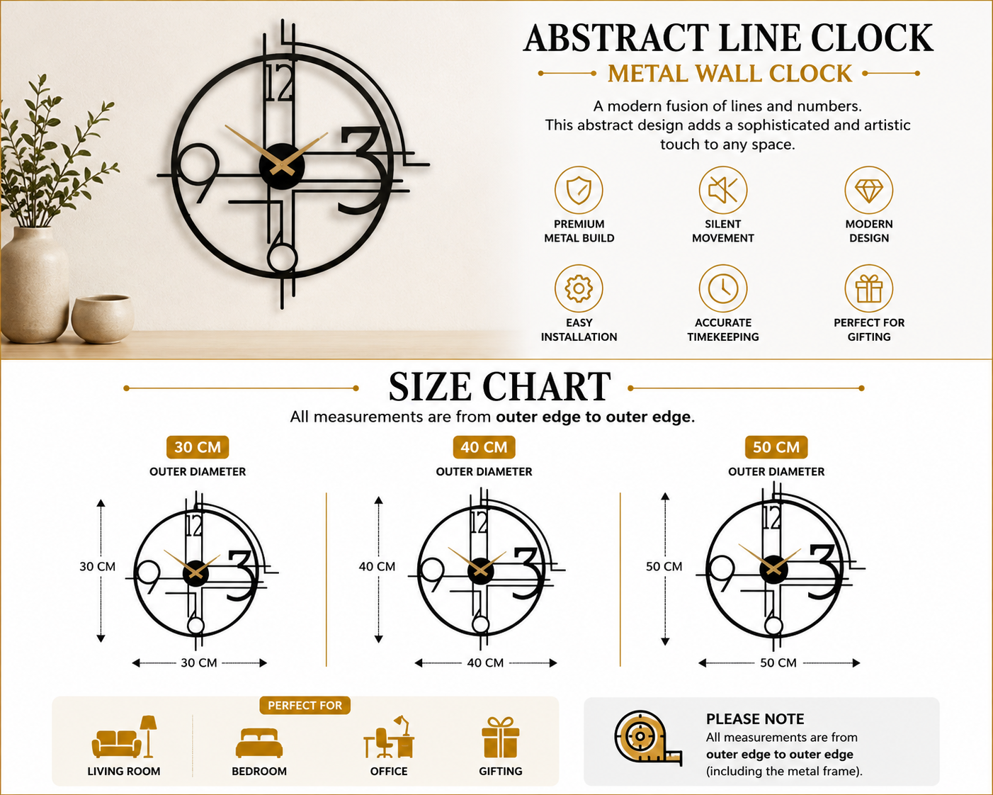 Abstract Line Metal Wall Clock