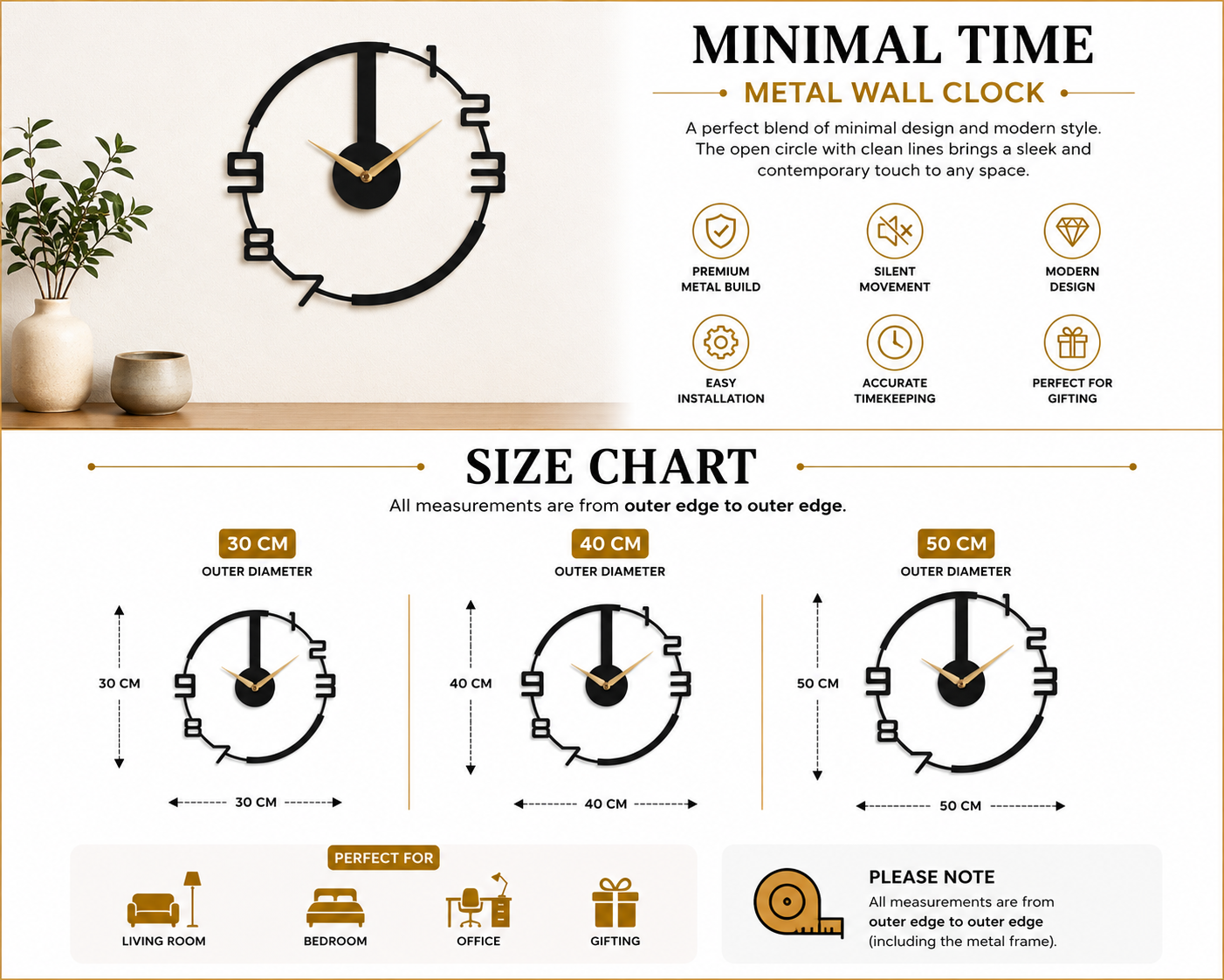 Modern Minimalist Metal Wall Clock