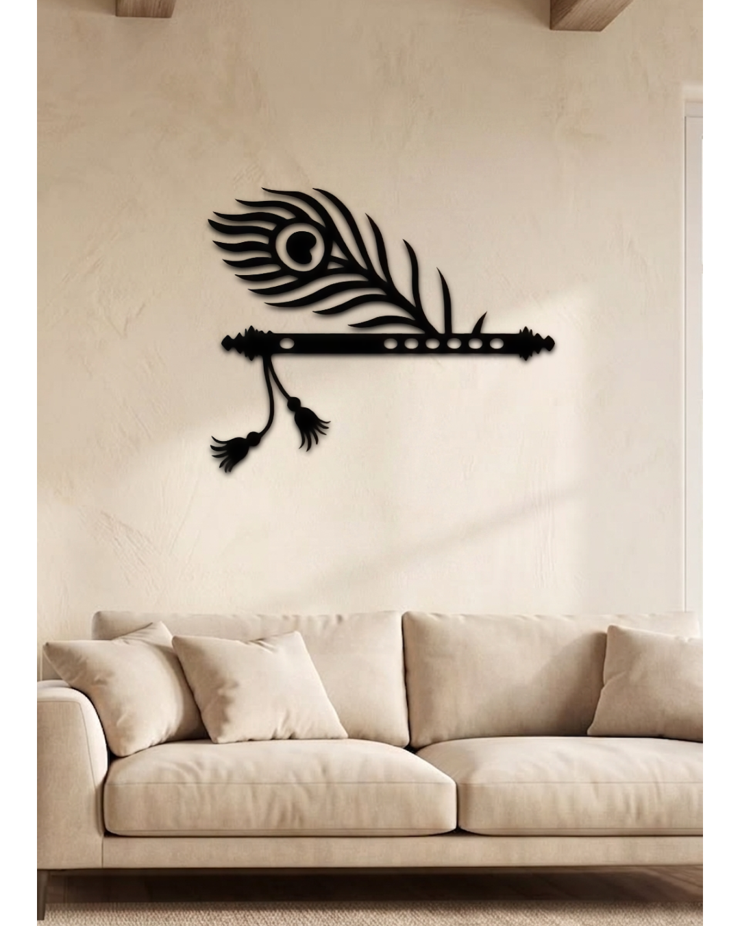 Divine Krishna Flute & Mor Pankh Wall Art