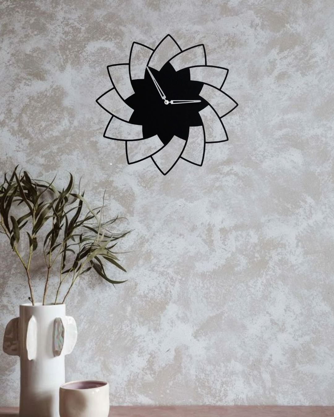 Floral Spiral Metal Wall Clock
