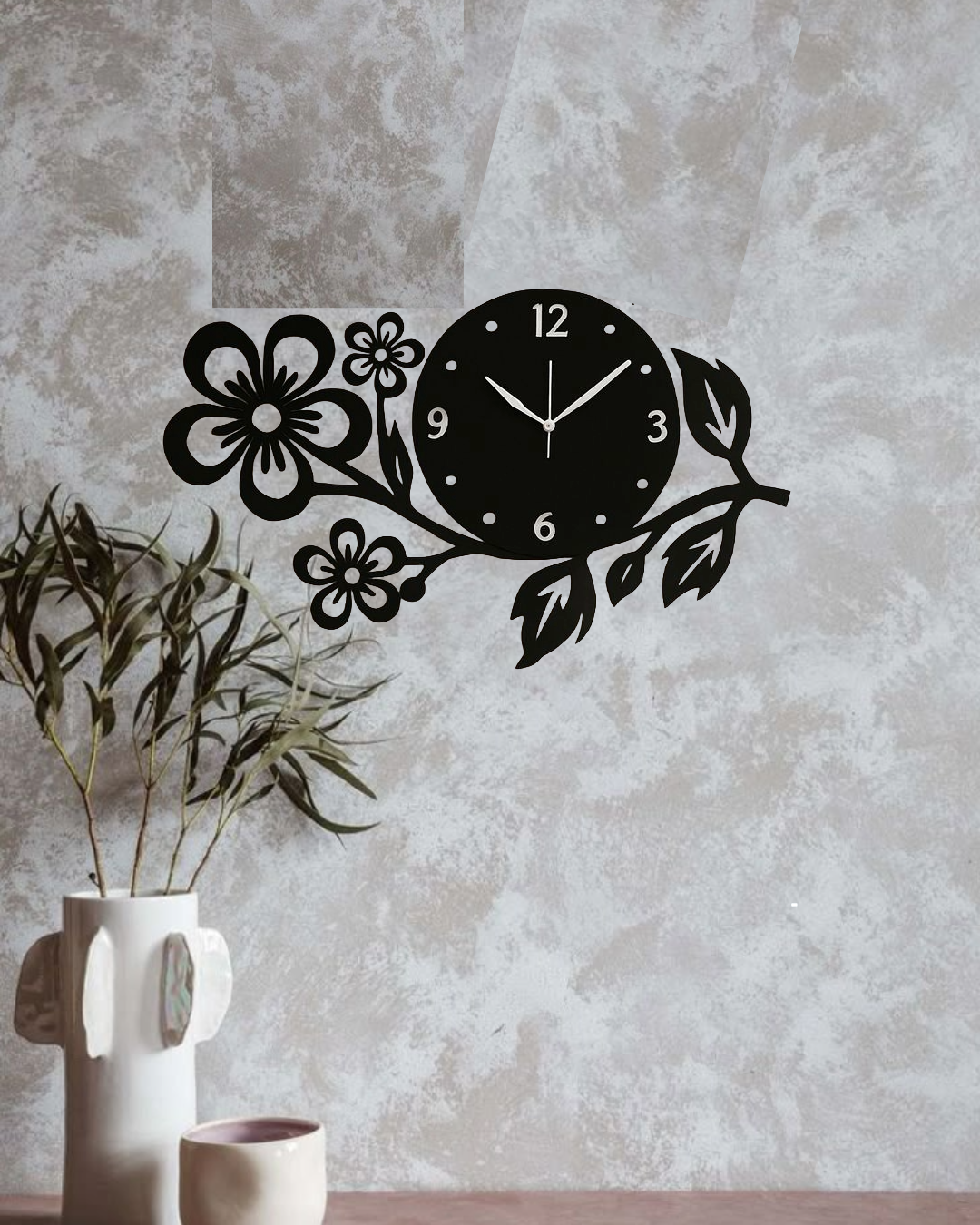 Floral Branch Metal Wall Clock