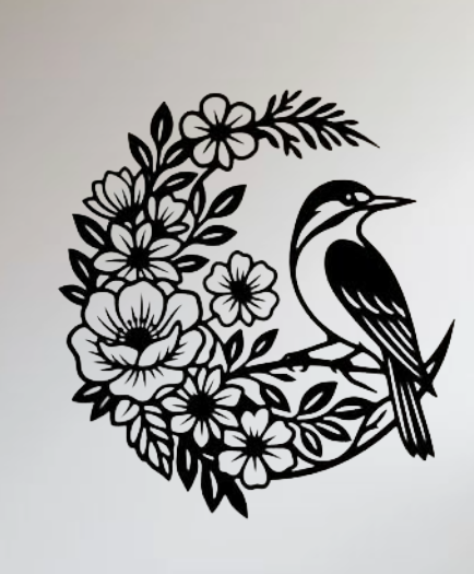 Floral Bird Metal Wall Art