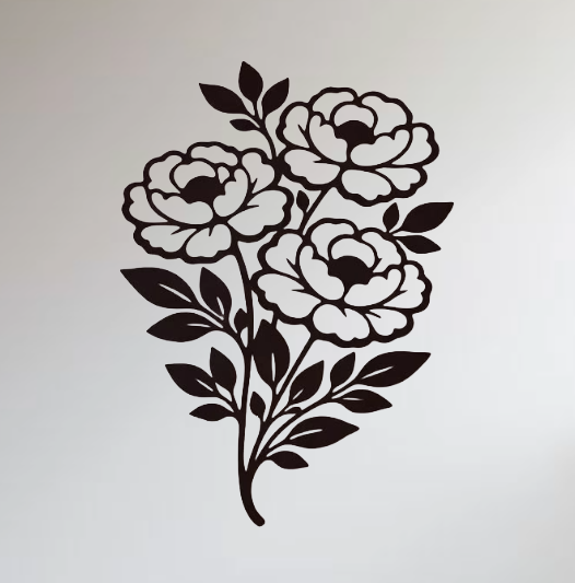 Peony Bouquet Metal Wall Art