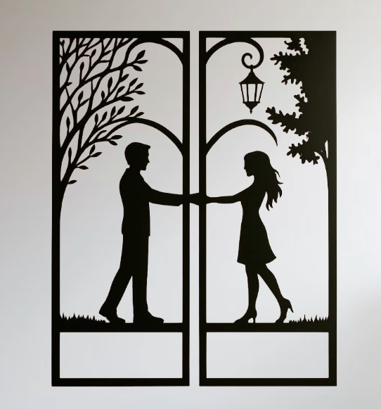 Romantic Couple Silhouette Metal Wall Art