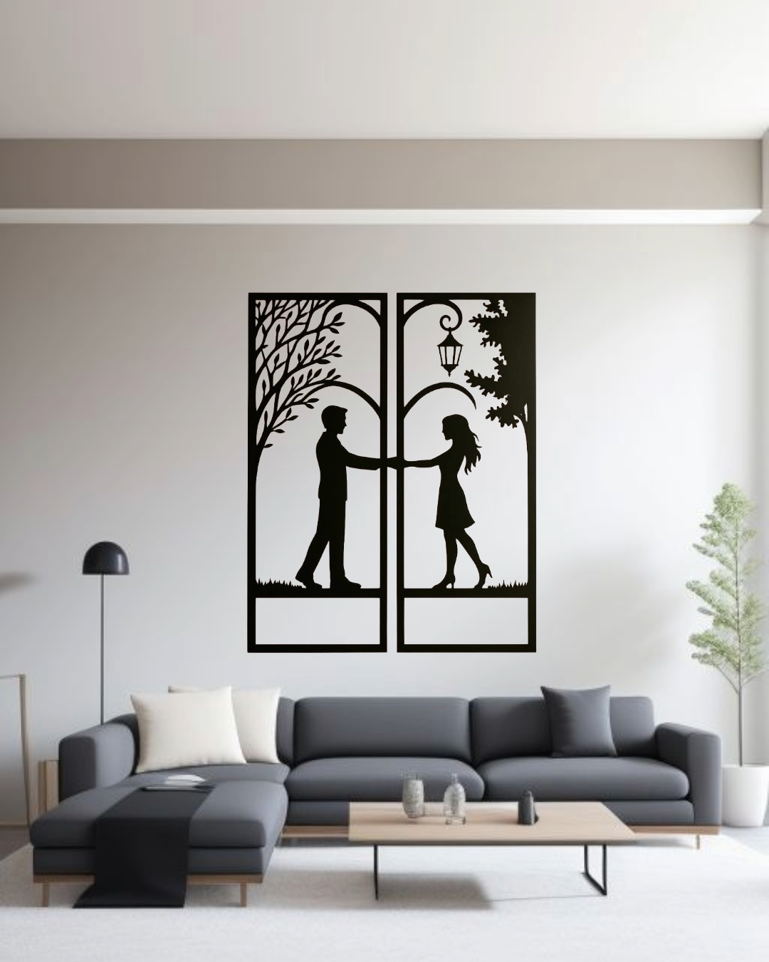 Romantic Couple Silhouette Metal Wall Art
